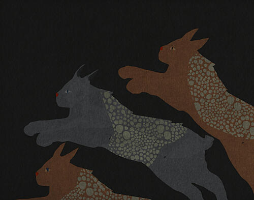 Three Leaping Lynx Art abstrait reproduction