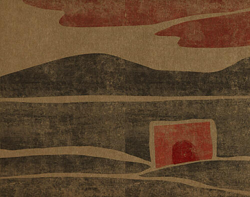 Red House Landscape Art Print