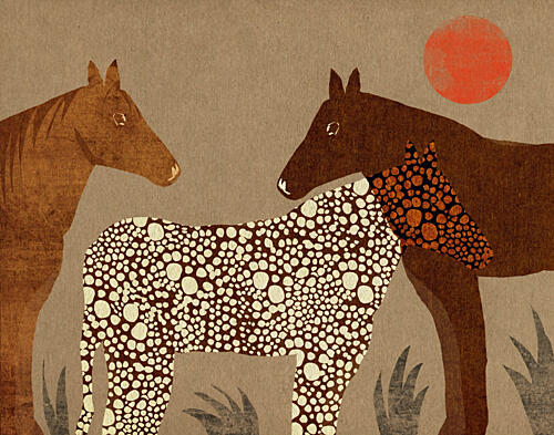 Spotted Foal and Horses Animaux reproduction