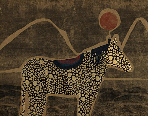 Spotted Horse Red Sun Surréaliste reproduction