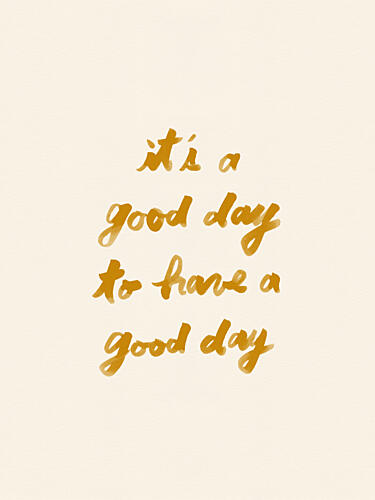 Golden Good Day Script Art Print by NewLayer Studio