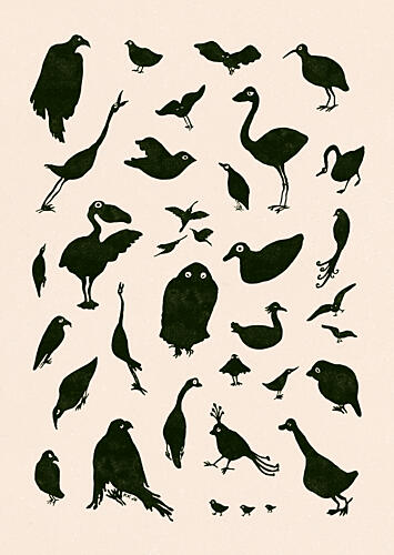 Diverse Bird Silhouettes Art Print by Katariina Kosunen