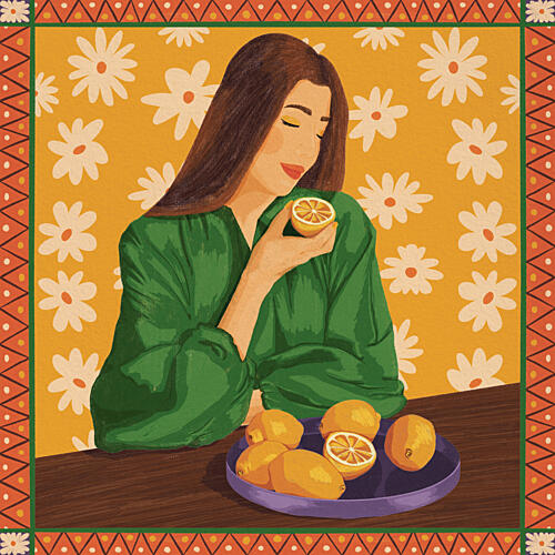 Boho Lemon Girl Bohème reproduction