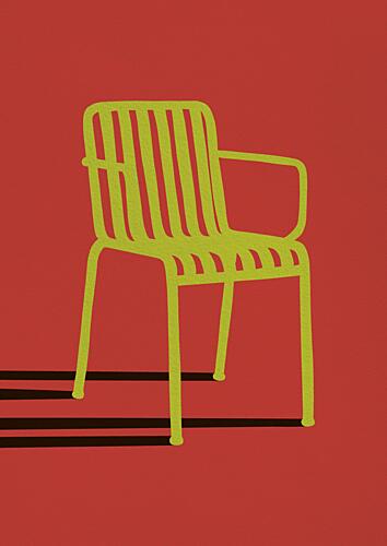 Green Chair Shadow Géométrique reproduction
