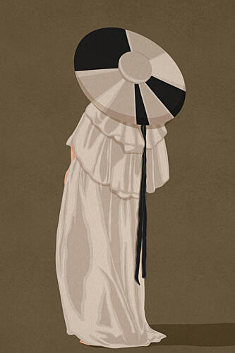 Woman in Elegant Hat Mode reproduction