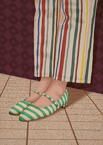 Colorful Striped Mary Janes Géométrique reproduction