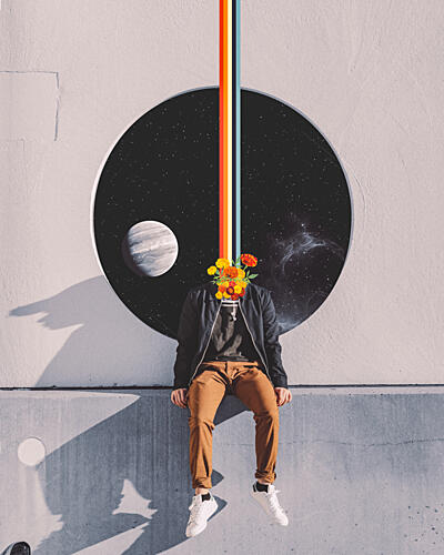 Floral Head Cosmic Dream Surréaliste reproduction