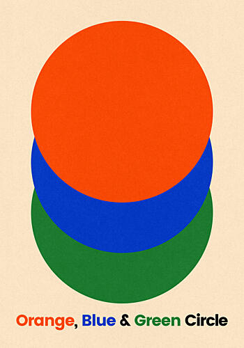 Orange Blue Green Circles Art abstrait reproduction