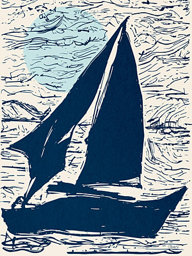Sailing Blue Moonlight Art Print by Claudia Spano