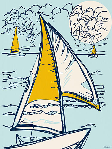 Sunny Sailing Scene Bord de mer reproduction