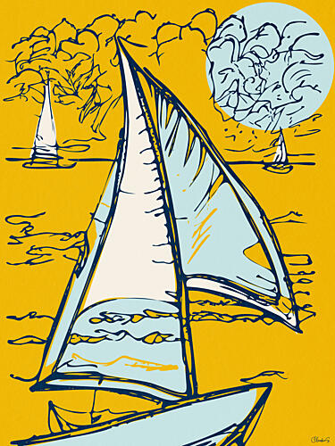 Calm Sailboat Waters Art Print by Claudia Spano