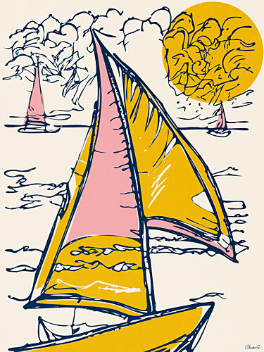 Summer Sailboats Bord de mer reproduction