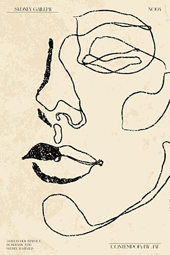 Textured Line Portrait Art abstrait reproduction