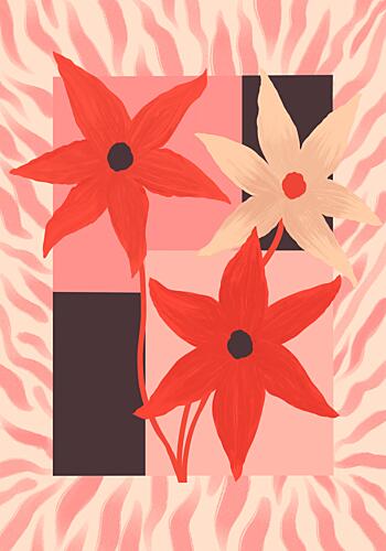 Vibrant Floral Zebra Print Art abstrait reproduction