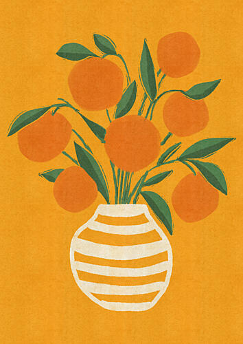 Bright Orange Bouquet Art déco reproduction