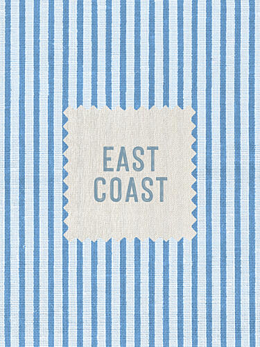 East Coast - Linen Swatch on Stripe Fabric - Blue Bord de mer reproduction