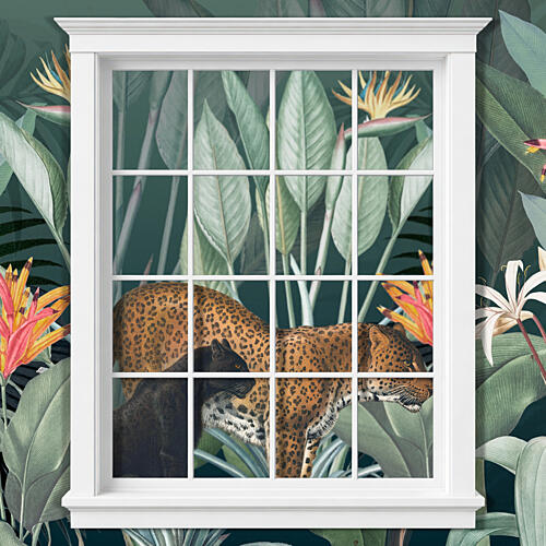 Jungle Leopards Window Tropical reproduction