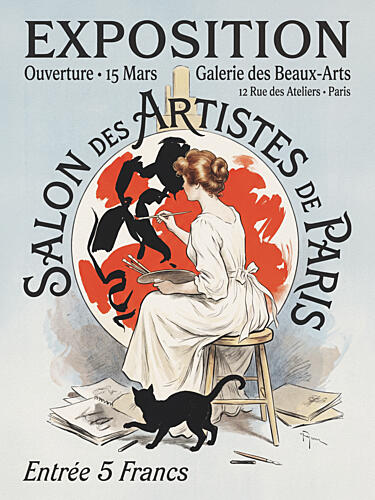 Parisian Artist and Cat Art Print
