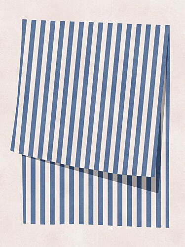 Folded Blue Stripes Geometric Print