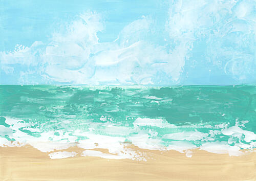 Aqua Beach Waves Art Print by Rosana Laiz Blursbyai
