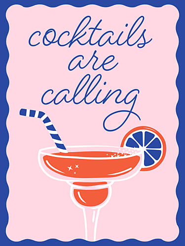 Cocktails Are Calling Art Print by Emanuela Carratoni