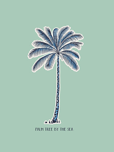 Indigo Palm by the Sea Océan reproduction