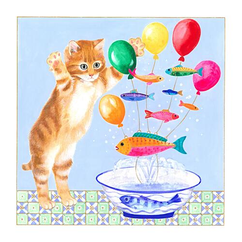 Kitten and Flying Fish Surréaliste reproduction