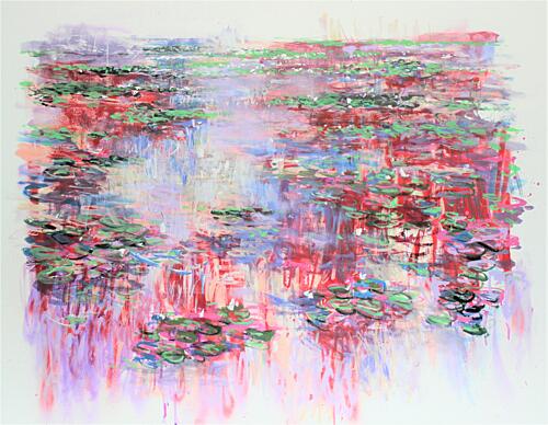 Vibrant Lily Reflections Impressionniste reproduction