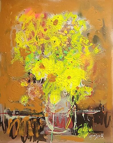 Energetic Yellow Flowers Art Print by Wayne Sleeth