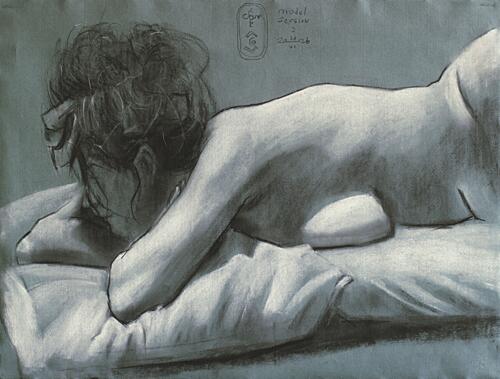 Nude Woman Resting Chambre reproduction