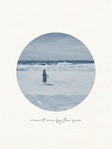 Lone Figure Calm Beach Plage reproduction