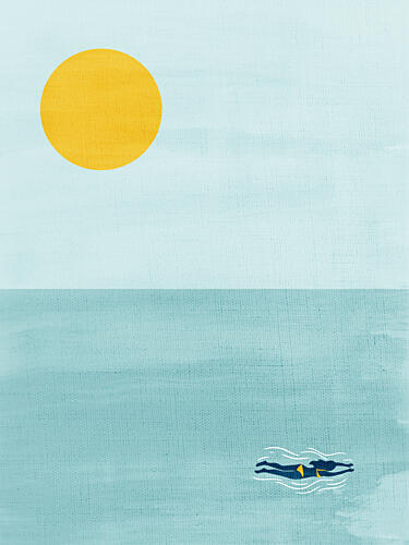 Ocean Sun Swimmer Toile murale reproduction