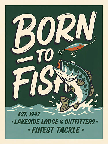 Retro Bass Fishing Sign Art Print