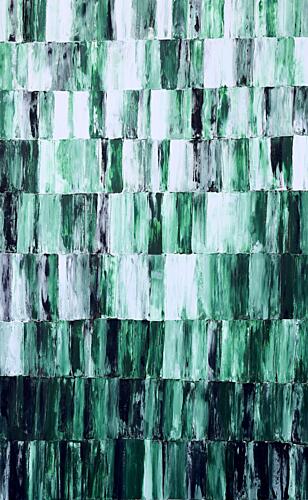 Layered Green Pattern Art Print by Poovi Art
