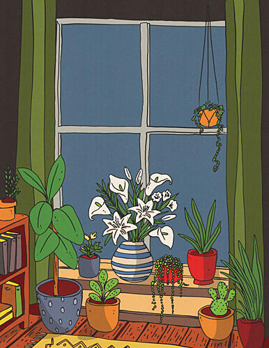 Cozy Night Plants Art Print by Nicholas