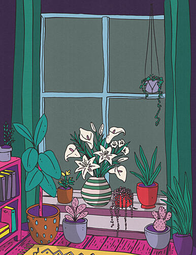 Cozy Window Garden Art Print by Nicholas