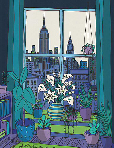 Cozy City Plant View Art Print