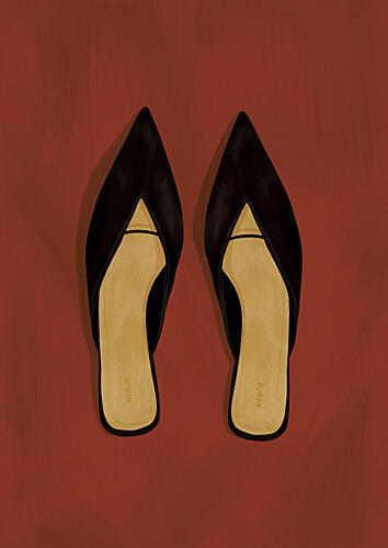 Chic Black Mules Art Print by Lisa Solomoniuk