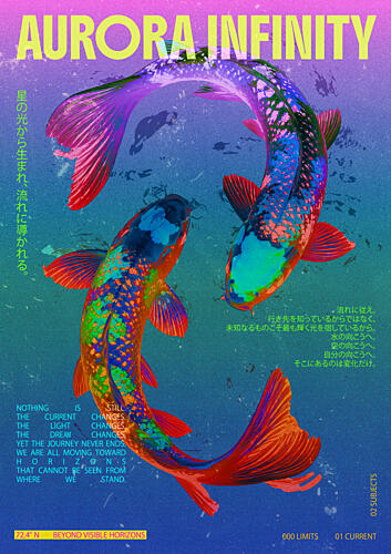 Vibrant Aurora Koi Surréaliste reproduction