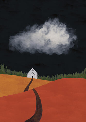 Winding Path Church Toile murale reproduction