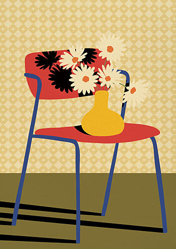 Colorful Chair Still Life Minimaliste reproduction