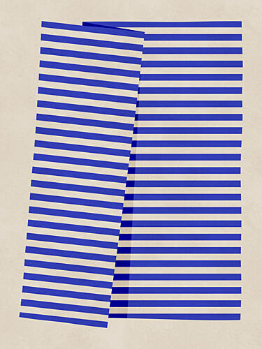 Folded Blue Stripes Geometric Print