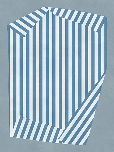 Blue Striped Illusion Geometric Print