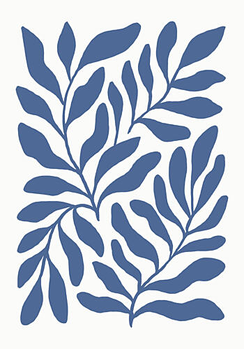 Fluid Blue Leaves Art abstrait reproduction