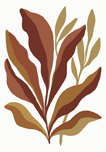 Earthy Abstract Leaves Doré reproduction