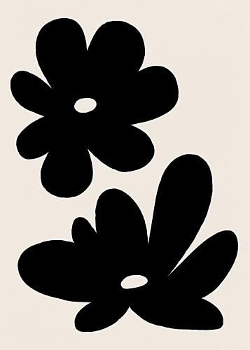 Black Abstract Flowers Art Print by Tara Royle