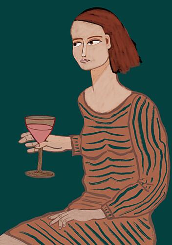Elegant Woman Drinking Mode reproduction