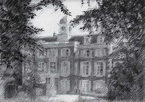Stately Building Sketch Nature reproduction
