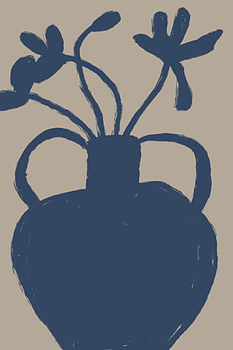 Minimalist Blue Blooms Art abstrait reproduction