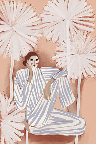 Peaceful Woman Among Leaves Art Print by Treechild
